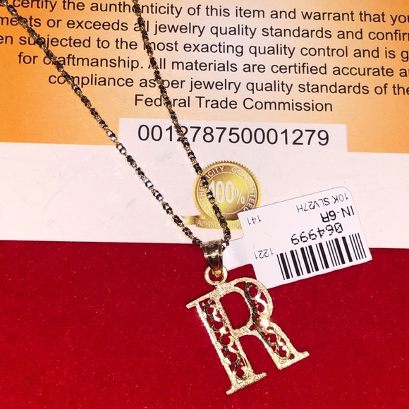 10k solid real gold R initial monogram pendant, 100% real gold NOT PLATED. Gift - Picture 8 of 9